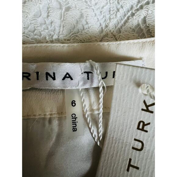 New Trina Turk Ivory Lace Midi Skirt Size 6 Zipper Side Closure Rayon Silk Blend - Picture 5 of 7